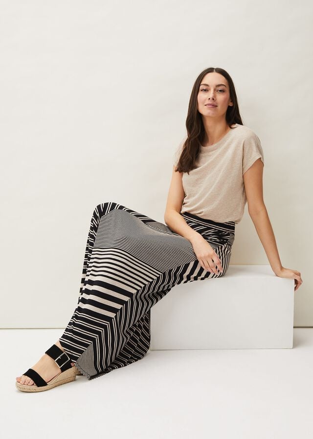 Black / Grey Phase Eight Roz Stripe Skirts | 4708AXVJG