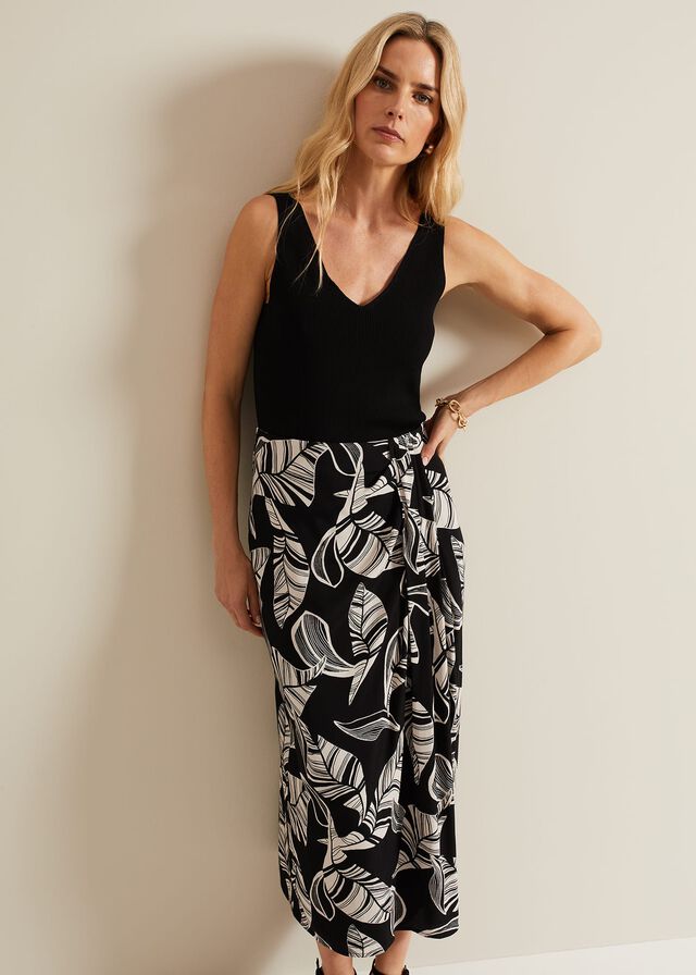 Black / White Phase Eight Ayana Printed Skirts | 1726DHFTN