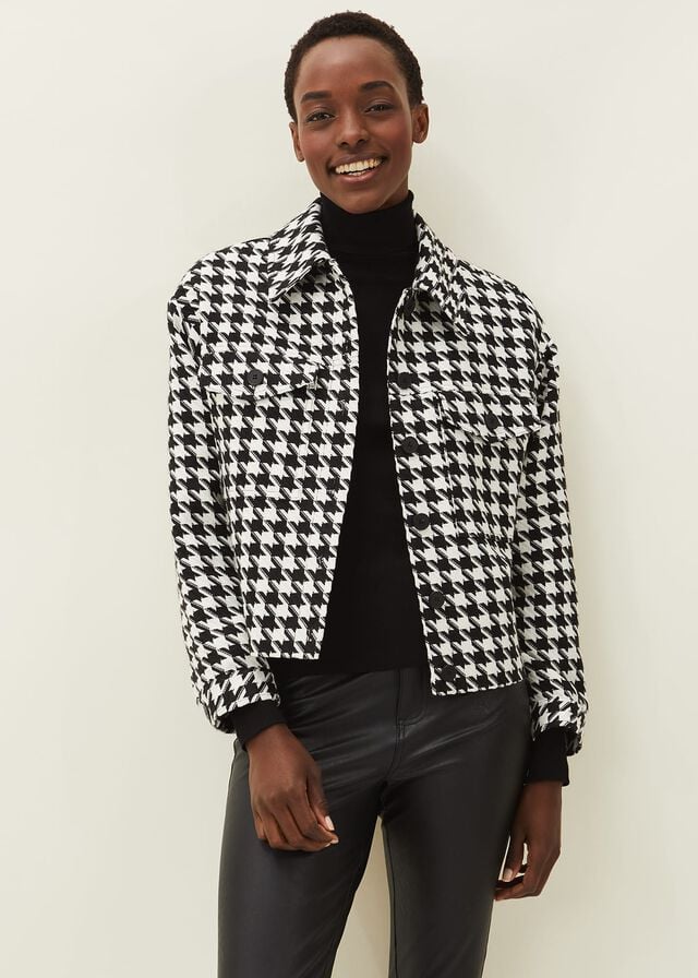 Black / White Phase Eight Brienna Dogtooth Jackets | 5197NAFXV