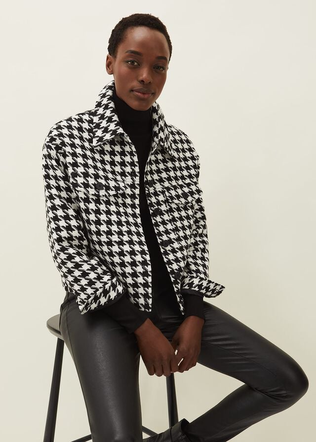 Black / White Phase Eight Brienna Dogtooth Jackets | 5197NAFXV