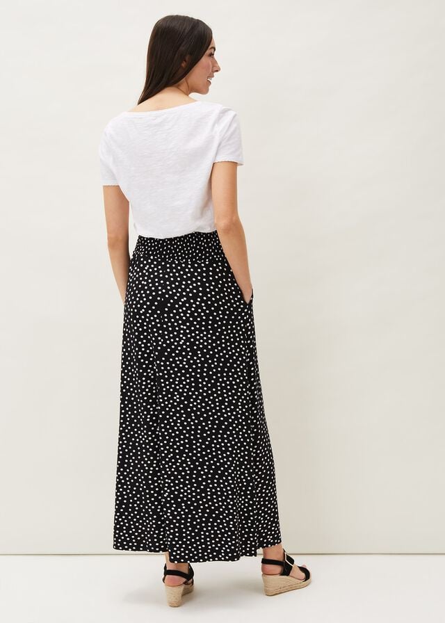 Black / White Phase Eight Connie Spot Print Skirts | 8759EAOGT