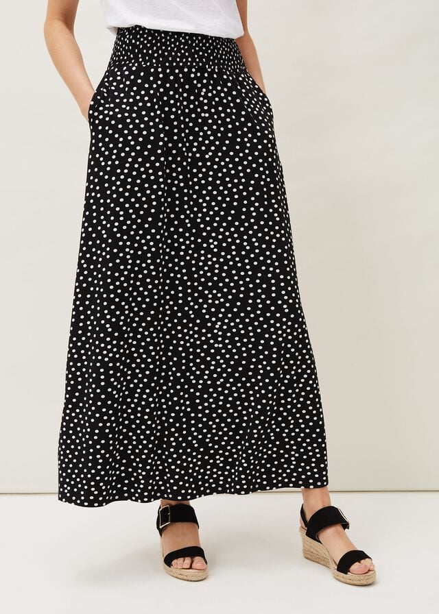 Black / White Phase Eight Connie Spot Print Skirts | 8759EAOGT