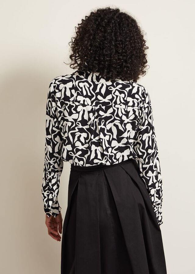 Black / White Phase Eight Era Abstract Bow Shirts | 2157AJCKI