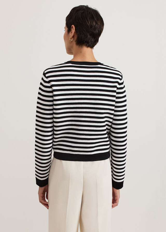 Black / White Phase Eight Evie Stripe Knitwear | 9513QEMOU