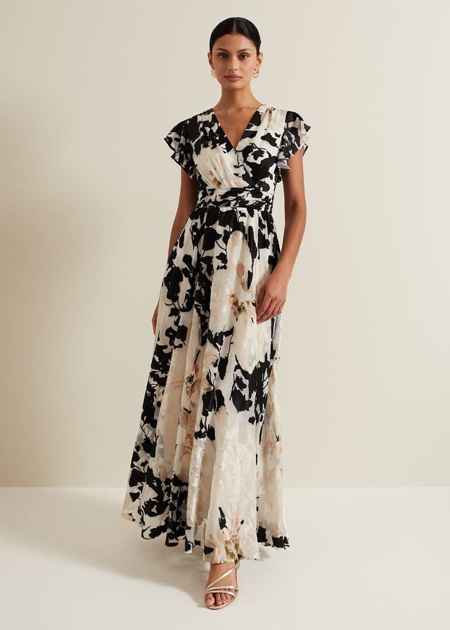 Black / White Phase Eight Liana Floral Dress | 6415AFWQT