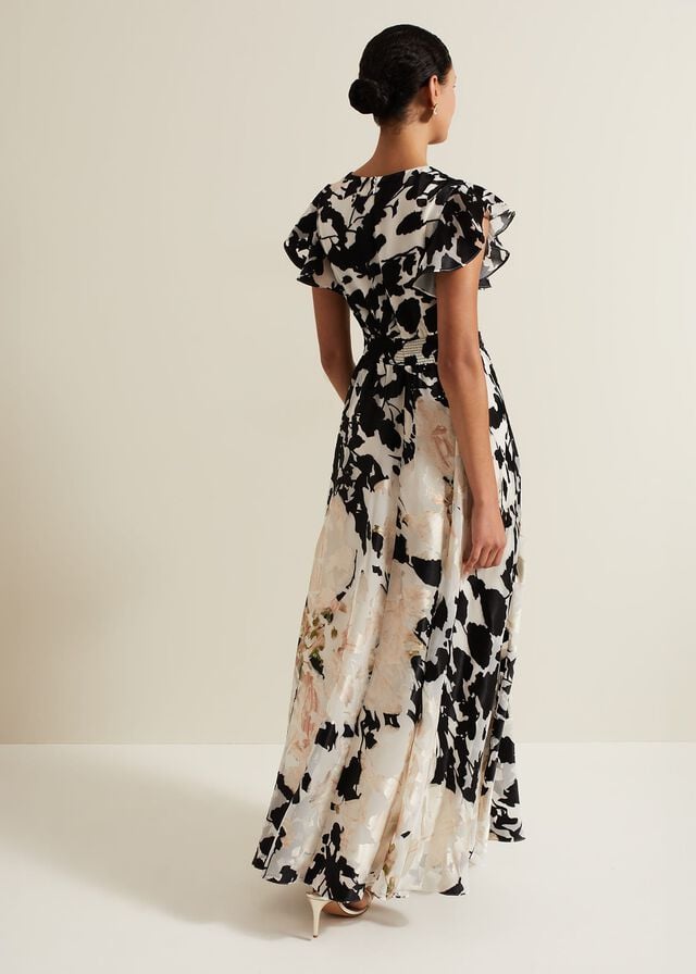 Black / White Phase Eight Liana Floral Dress | 6415AFWQT