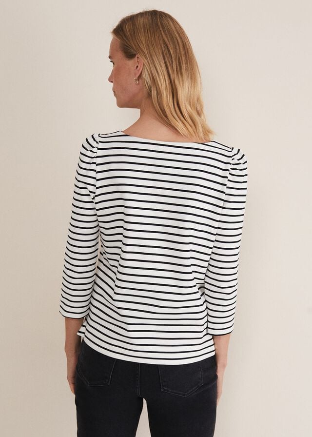 Black / White Phase Eight Orabella Striped T Shirts | 9126BWDOG