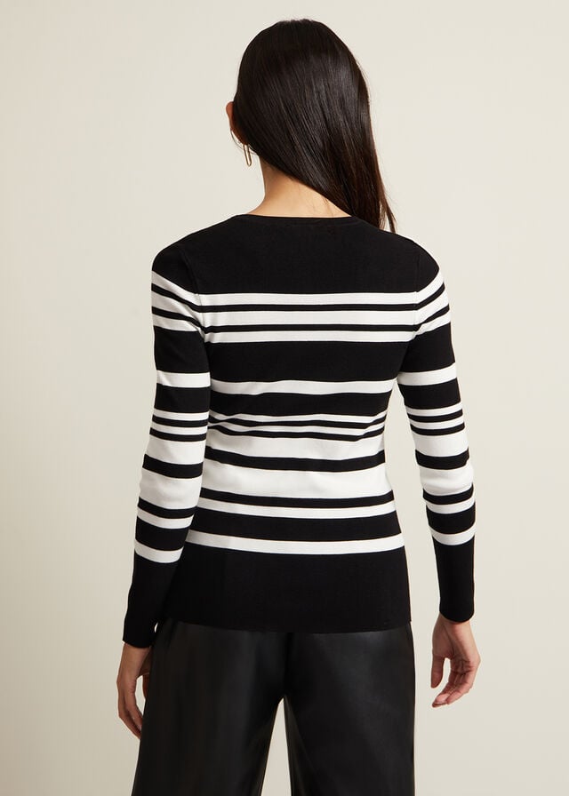 Black / White Phase Eight Serena Stripe Knitwear | 7809IKJSH