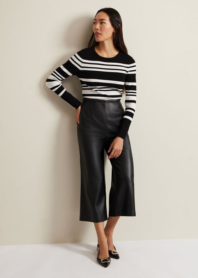 Black / White Phase Eight Serena Stripe Knitwear | 7809IKJSH