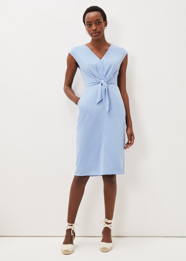 Blue Phase Eight Adeliade Tie Front Dress | 6589MZIYN