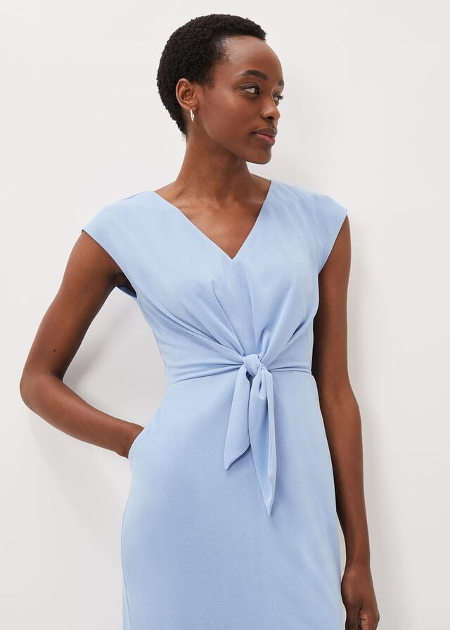 Blue Phase Eight Adeliade Tie Front Dress | 6589MZIYN