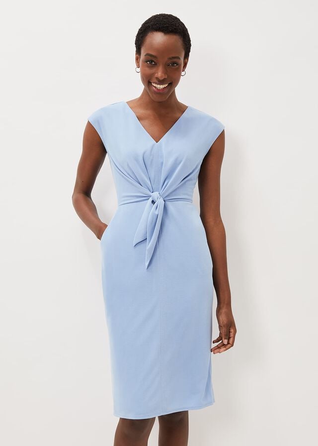 Blue Phase Eight Adeliade Tie Front Dress | 6589MZIYN