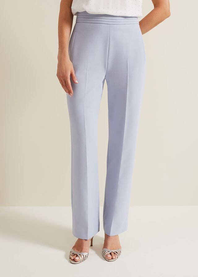 Blue Phase Eight Alexis Pleat Waistband Trousers | 6915ODCYK