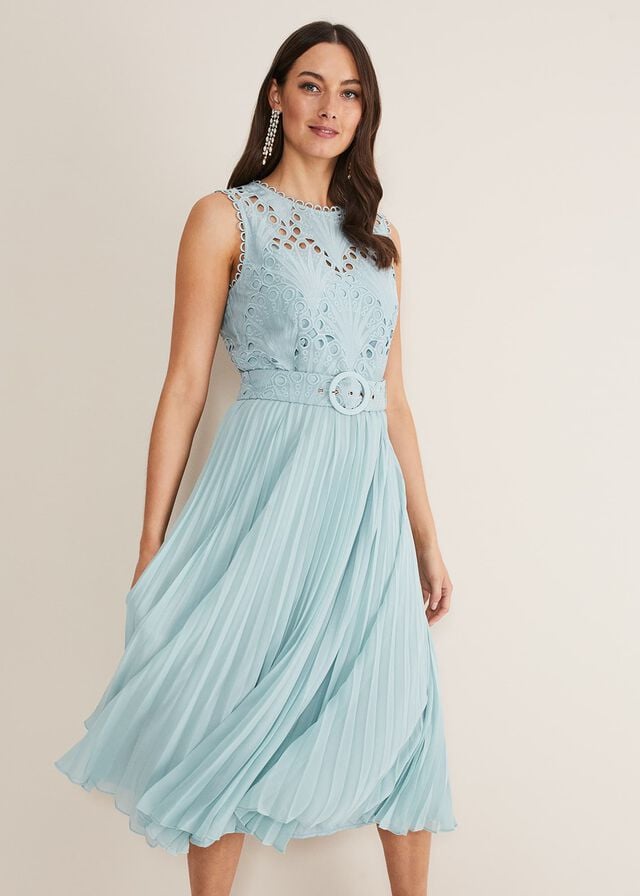 Blue Phase Eight Amora Lace Bodice Dress | 2630ENYAZ