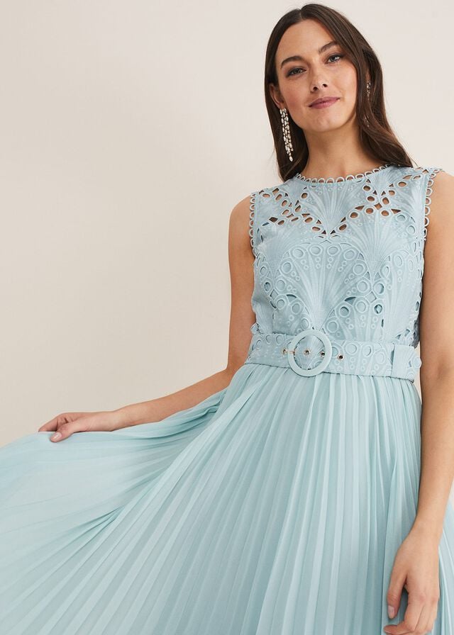 Blue Phase Eight Amora Lace Bodice Dress | 2630ENYAZ