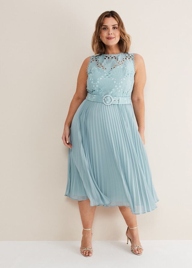 Blue Phase Eight Amora Lace Bodice Dress | 2630ENYAZ