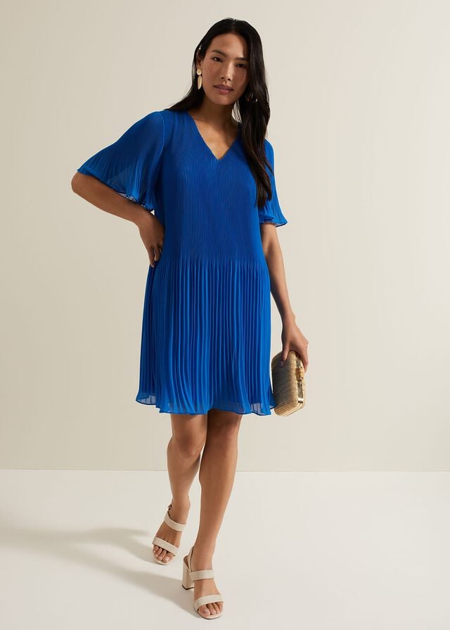 Blue Phase Eight Annabel Pleated Dress | 0482PIRMG