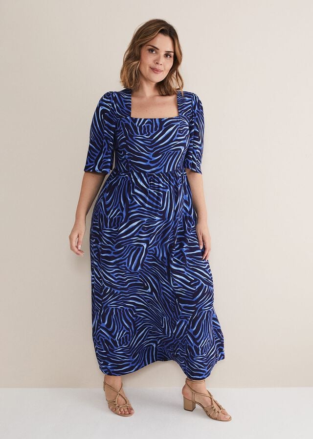 Blue Phase Eight Ayesha Zebra Print Dress | 6834EBFKX