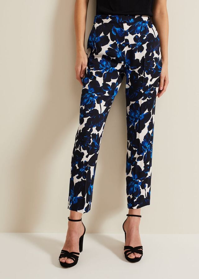 Blue Phase Eight Caddie Florals Trousers | 4176AQKDL