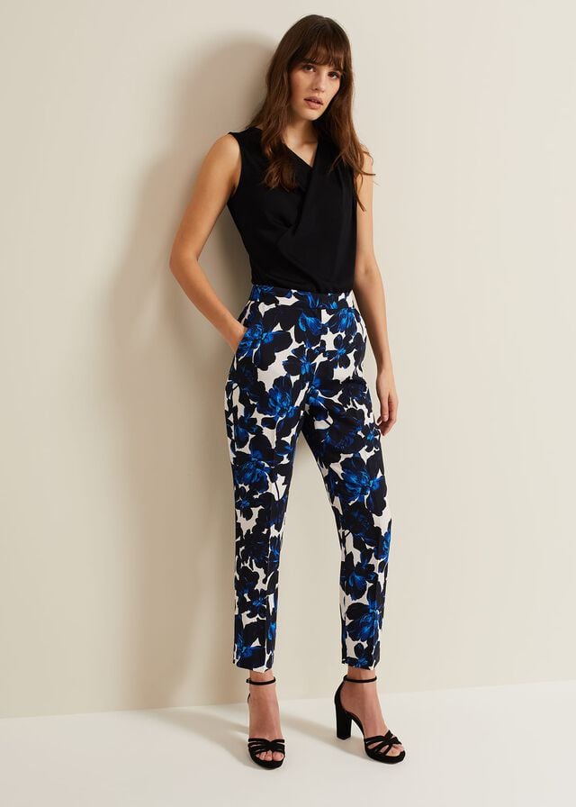 Blue Phase Eight Caddie Florals Trousers | 4176AQKDL