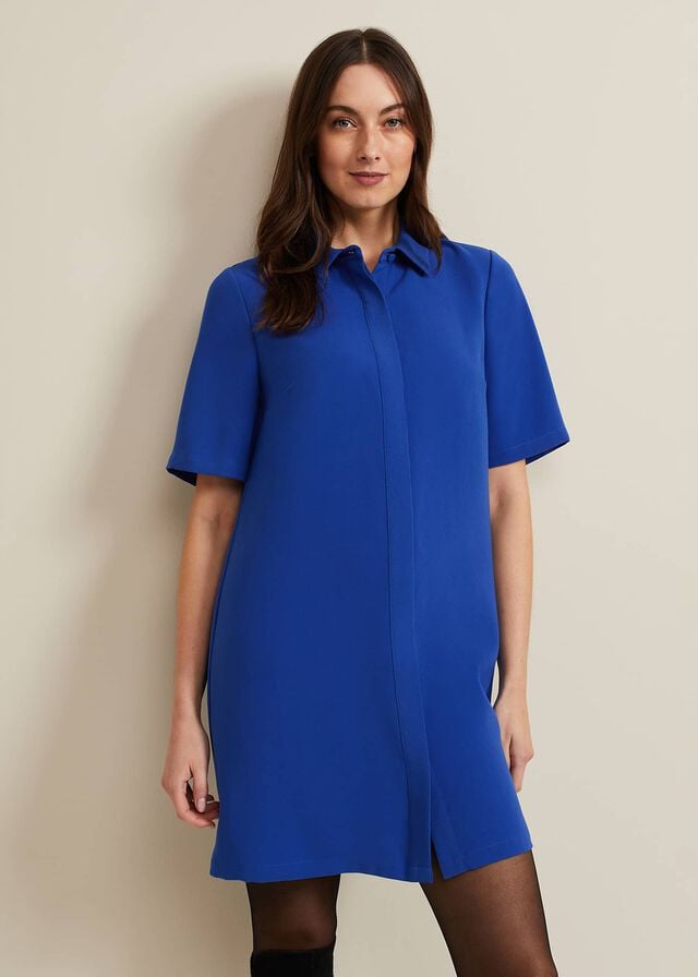 Blue Phase Eight Cara Button Through Tunic Dress | 1423QHJLA