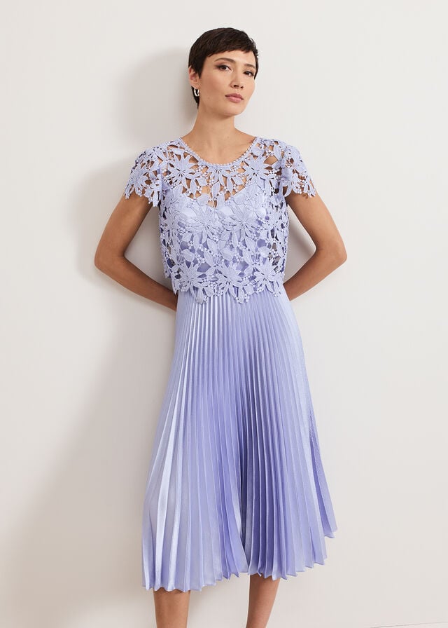 Blue Phase Eight Dana Lace Double Layered Dress | 0198MBFLJ