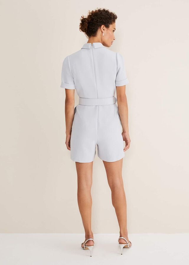 Blue Phase Eight Etta Embelished Collar Playsuit Jumpsuit | 6184AELJB