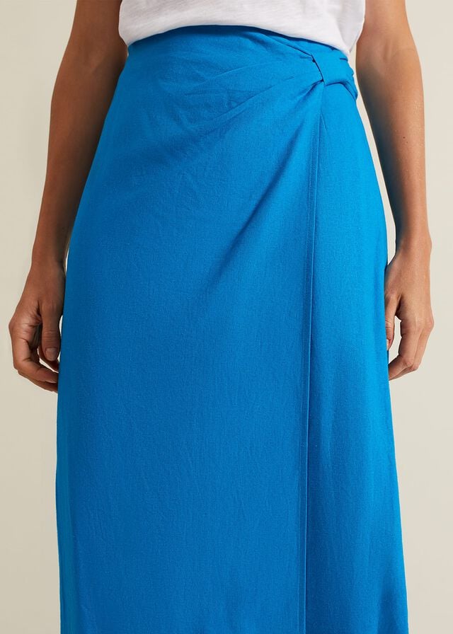 Blue Phase Eight Hayden Linen Wrap Skirts | 4671AGSDR