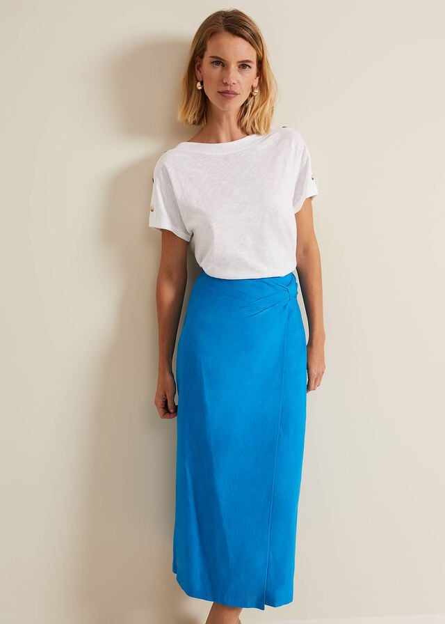 Blue Phase Eight Hayden Linen Wrap Skirts | 4671AGSDR