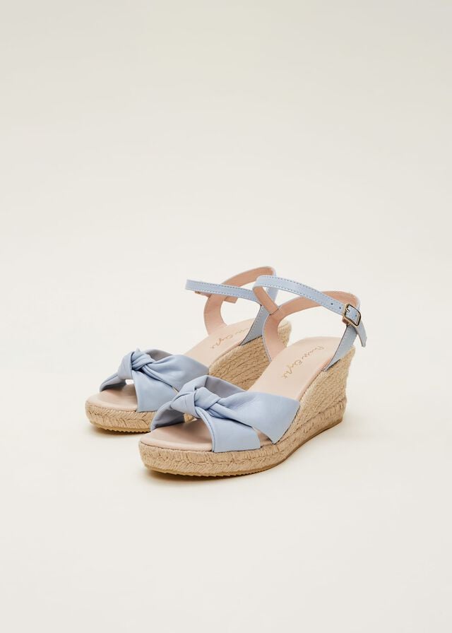 Blue Phase Eight Leather Knot Front Espadrilles Heels | 4651WMLFT