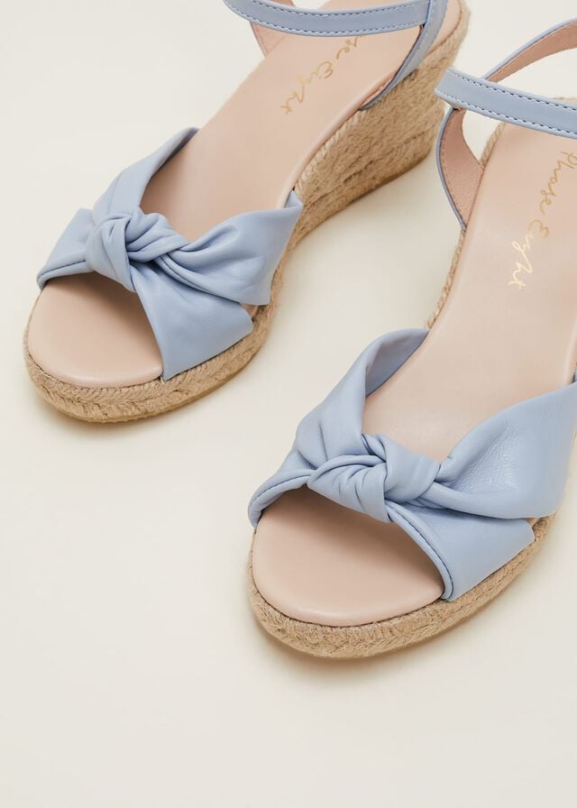 Blue Phase Eight Leather Knot Front Espadrilles Heels | 4651WMLFT