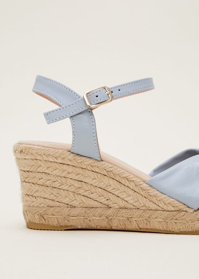 Blue Phase Eight Leather Knot Front Espadrilles Heels | 4651WMLFT