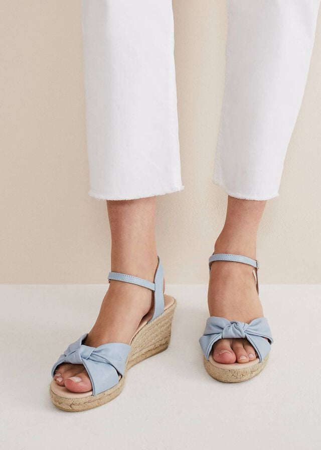 Blue Phase Eight Leather Knot Front Espadrilles Heels | 4651WMLFT