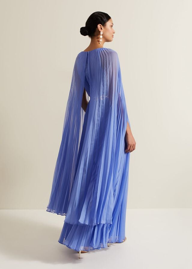 Blue Phase Eight Marren Blue Chiffon Pleated Dress | 5412AESNM