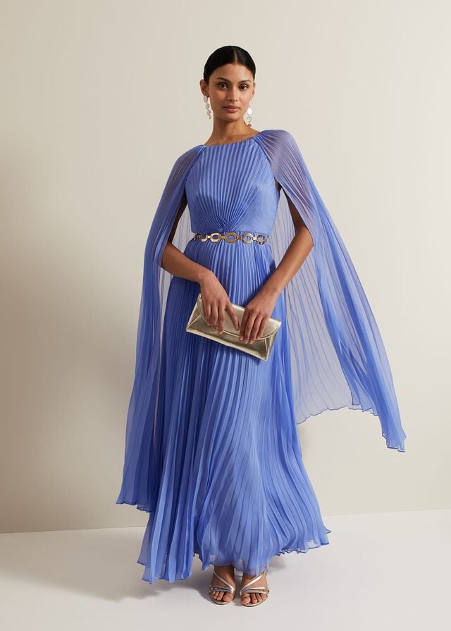 Blue Phase Eight Marren Blue Chiffon Pleated Dress | 5412AESNM