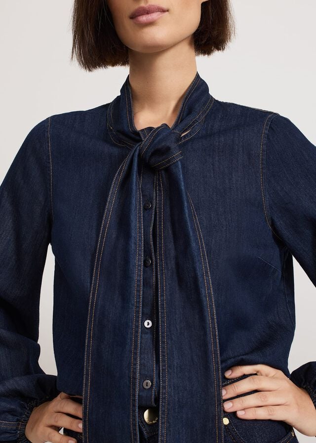 Blue Phase Eight Penelope Denim Tie Shirts | 8167MZPGF