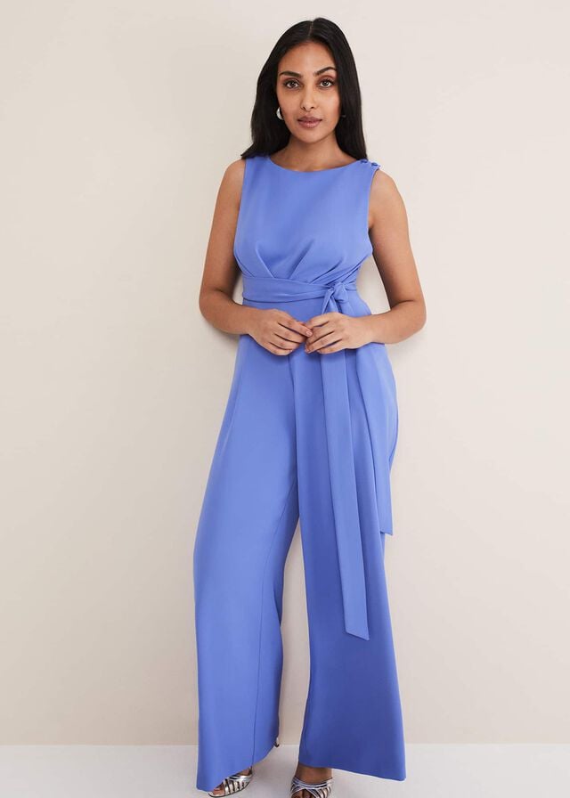 Blue Phase Eight Petite Elaina Blue Wide Leg Jumpsuit | 8357ONGIB