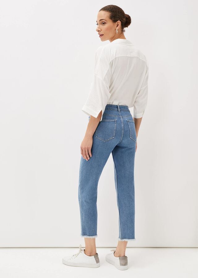 Blue Phase Eight Petra Raw Hem Straight Leg Jeans | 7568FTDMY