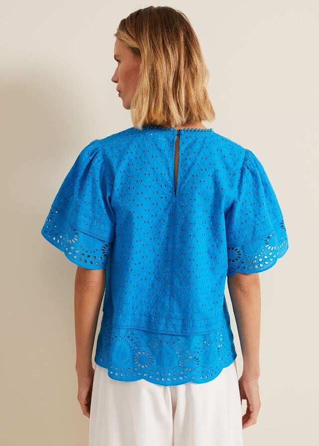 Blue Phase Eight Sage Broderie Shirts | 8593HVTIK