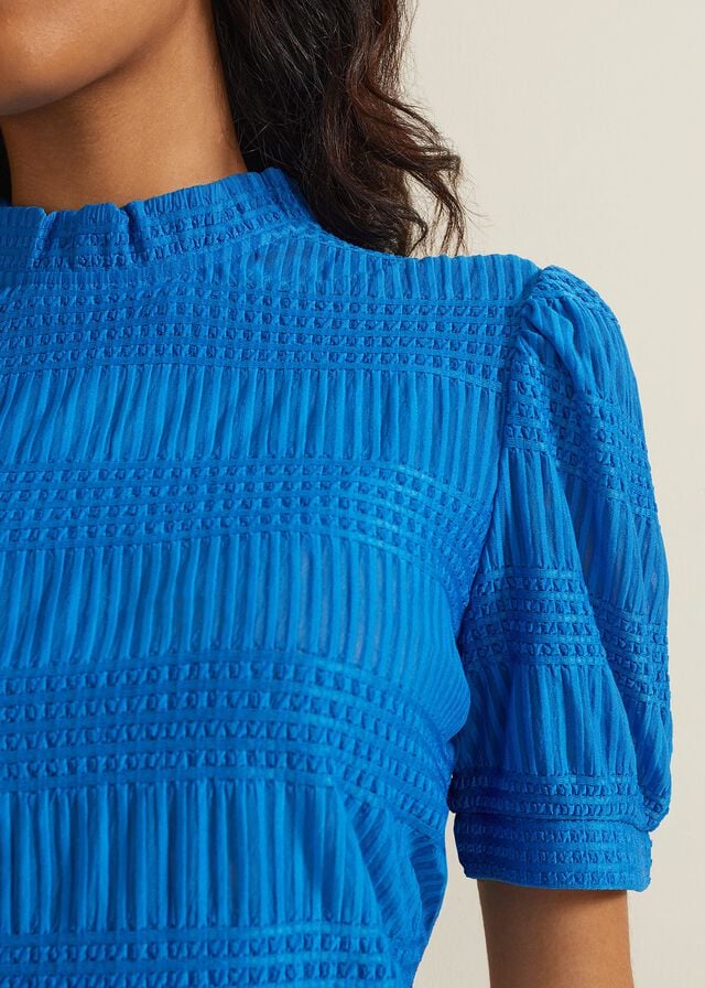 Blue Phase Eight Samiha Textured T Shirts | 9531PENBY