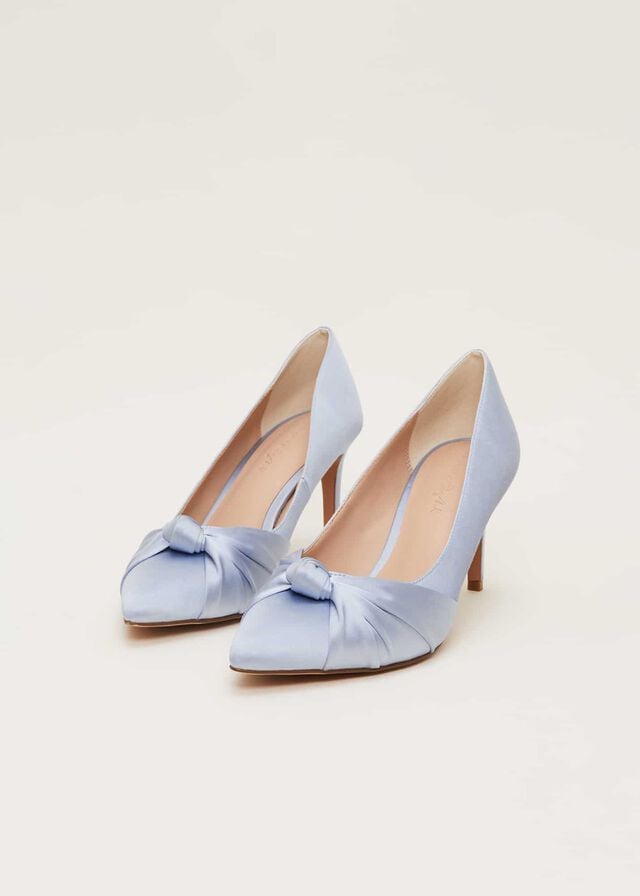 Blue Phase Eight Satin Knot Front Court Heels | 8053VIABG