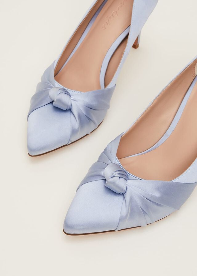 Blue Phase Eight Satin Knot Front Court Heels | 8053VIABG