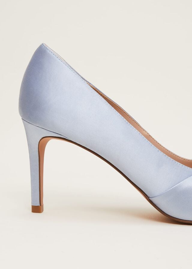 Blue Phase Eight Satin Knot Front Court Heels | 8053VIABG