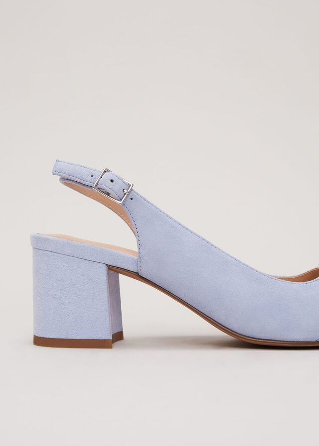 Blue Phase Eight Suede Buckle Block Heels | 2537IXAHT