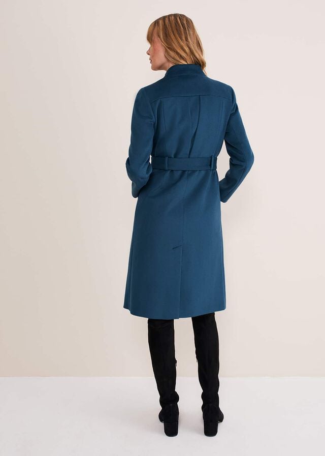 Blue Phase Eight Susie Collarless Wrap Coats | 3987CUSZL