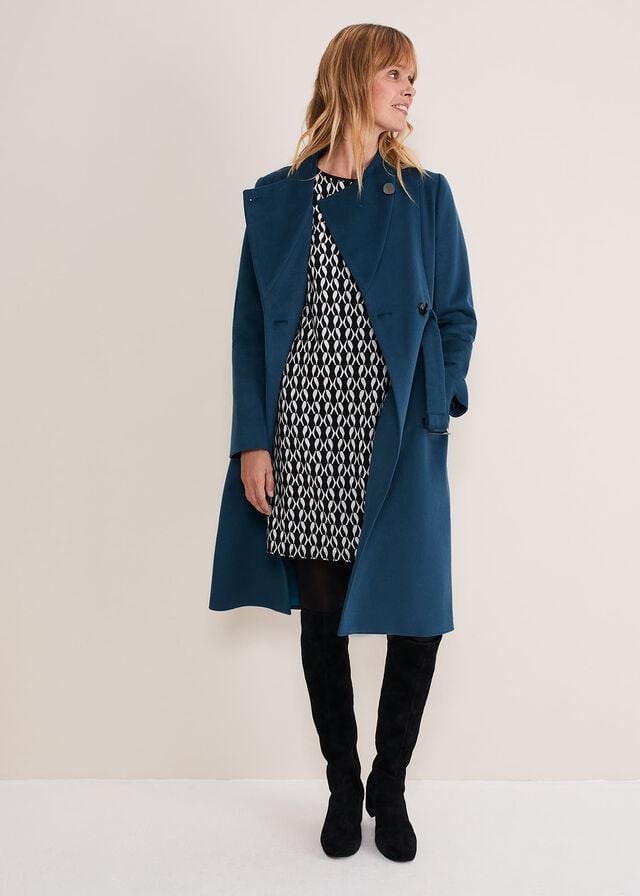 Blue Phase Eight Susie Collarless Wrap Coats | 3987CUSZL