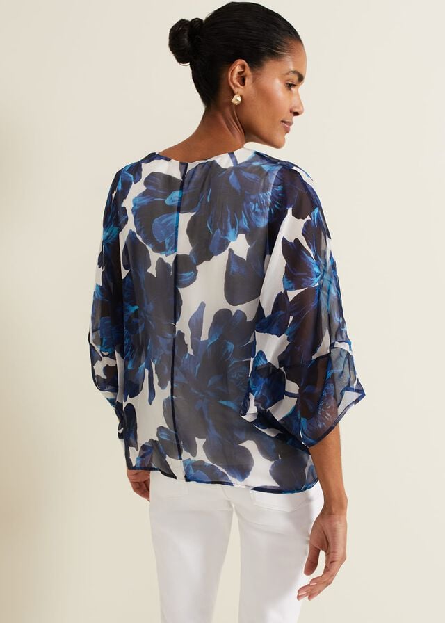 Blue Phase Eight Syra Silk Shirts | 7638EHKXL