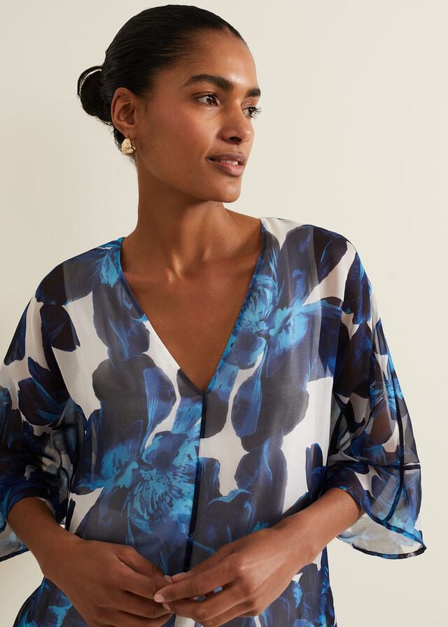 Blue Phase Eight Syra Silk Shirts | 7638EHKXL