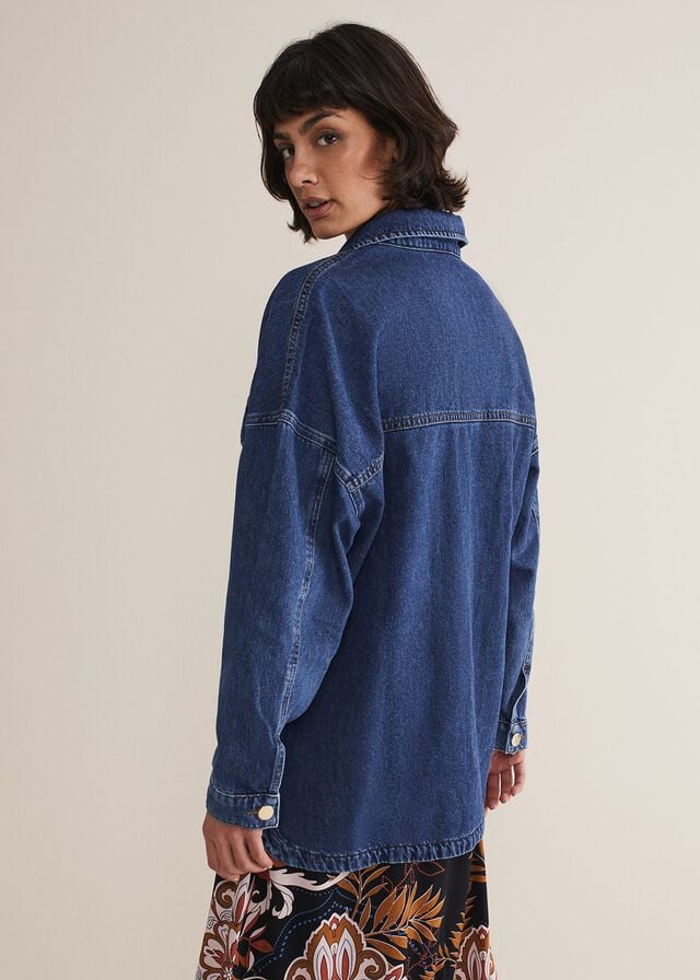 Blue Phase Eight Tianna Oversized Denim Shacket Jackets | 9064DWBOL