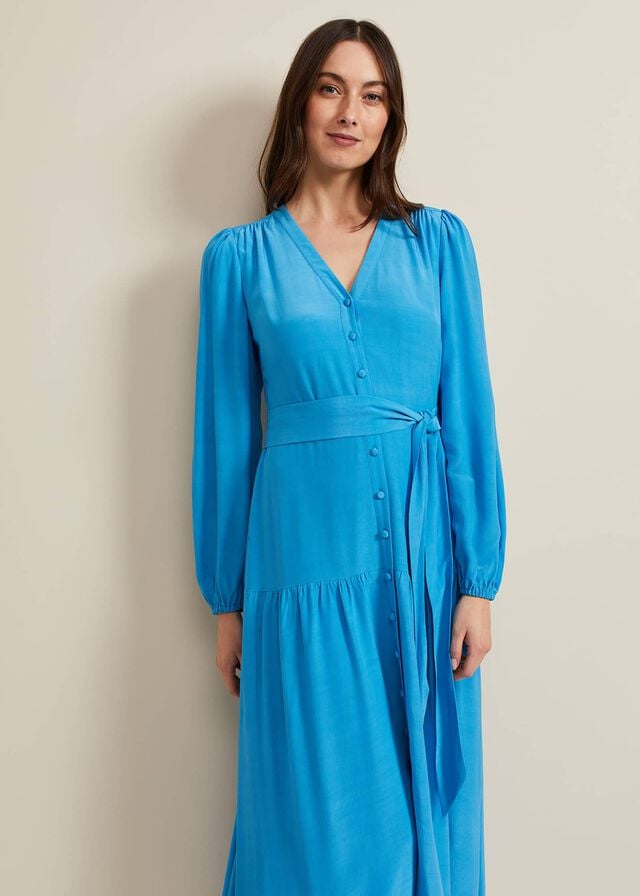 Blue Phase Eight Tori Button Through Dress | 4659FCKIR